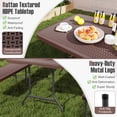 thumbnail image 6 of Costway 350 LBS Fold-in-Half Table with Rattan-Like HDPE Tabletop Safe Lock Mechanism, 6 of 10