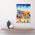 thumbnail image 2 of Multicoloured Cityscape Celebration Day Modern Folk Art Watercolour Painting Large Wall Art Poster Print Thick Paper 18X24 Inch, 2 of 5