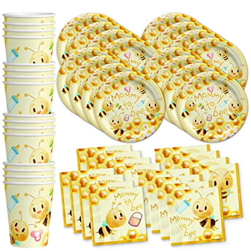 Birthday Galore Mommy to Bee Baby Shower Party Supplies Set Plates Napkins Cups Tableware Kit for 16