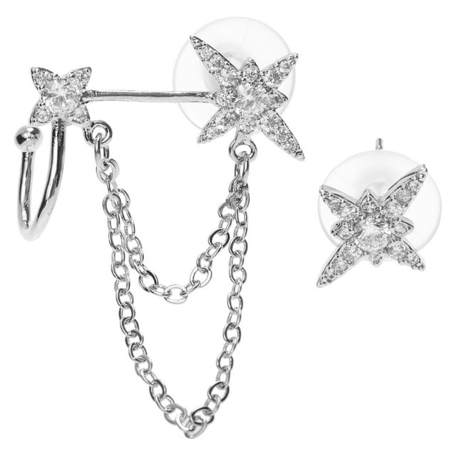 1 Paire de Clous de Manchette Chaîne Boucles d'Oreilles Strass Clous de Pied d'Oreille