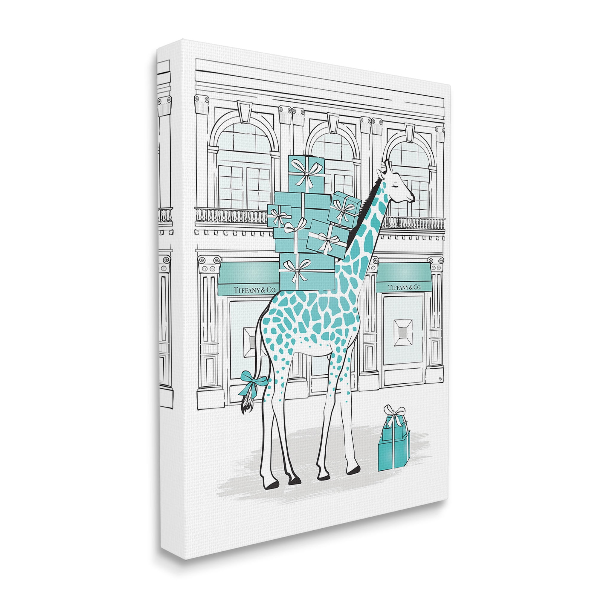 Stupell Industries Giraffe at Glam Storefront Animals & Insects Painting Gallery Wrapped Canvas Art Print Wall Art, 24 x 30