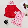 thumbnail image 3 of Little Miss Sassy Toddler Baby Girl Valentine's Day Clothes Outfit Long Sleeve Dress Heart Print Pants Set with Headband for 4-5T, 3 of 6
