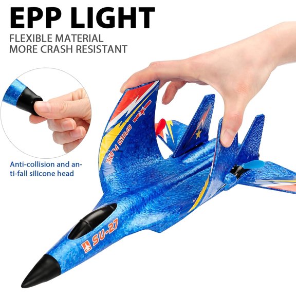 RC Plane Remote Control Glider Airplanes 2.4 GHZ 2 Channels, Easy to Fly RC Fighter for Adult Kids Beginner