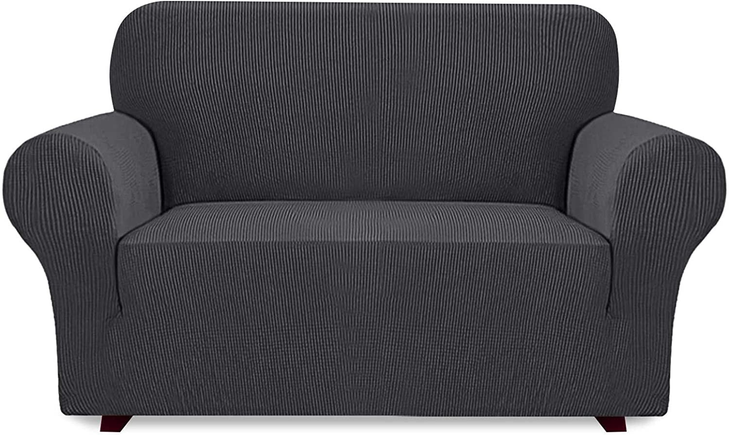 Bottom Elastic Easy to Install One Piece High Stretch Couch Cover Machine Washable Spandex Jacquard Fabric Non-Slip Furniture Protector,Grey iCOVER Loveseat Sofa Slipcover