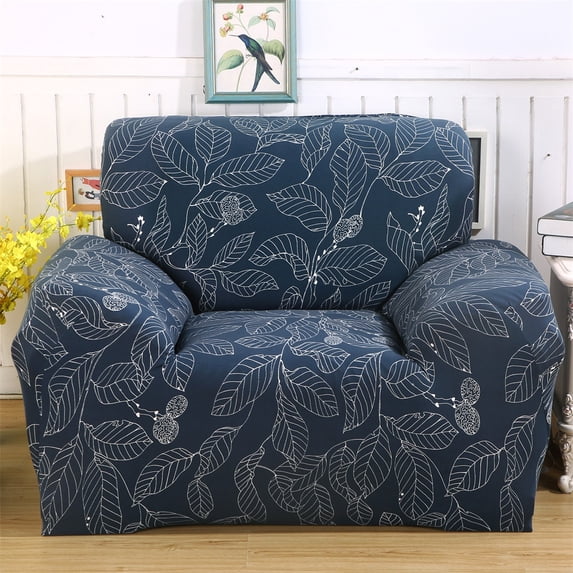 Shanna Stretch Sofa Slipcover Non Slip Couch Covers for 1 2 3 4 Seater and Sectional Couch, Sofa Furniture Protector(1 Seater,Blue Leaves)