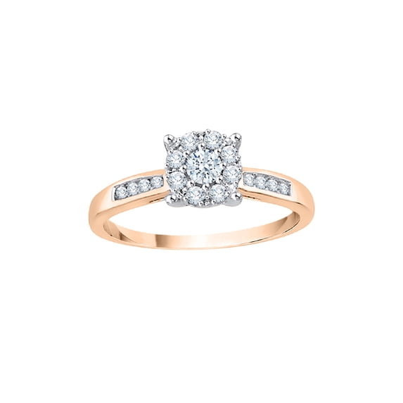 KATARINA Diamond Cluster Engagement Ring in 14K Rose Gold (1/4 cttw, I-J, I1-I2) (Size-6.5)