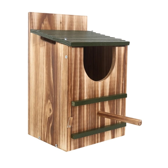 Casa para Pájaros de Madera Sólida Exterior Refugio para Anidar Caja Nido Decorativa Colgante Protección Contra Lluvia Adecuado para Jardín Trasero Cerca Patio