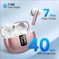thumbnail image 5 of Bluetooth Headphones True Wireless Earbuds 40H Long Playback, Stereo Deep Bass, LED Display, IPX7, Lightweight in Ear Earphone, Noise Cancelling Headphones with Mic for iPhone Android, Pink, 5 of 7