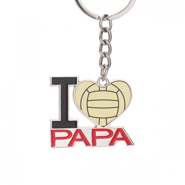 Volleyball Sport Line dibujo Patron El soporte del llavero de metal del llavero ama a papá