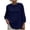 Dark Blue, variant on Women Cotton Linen Shirts Summer Casual Crewneck 3/4 Peasant Sleeve Blouses Loose Solid Color Tops