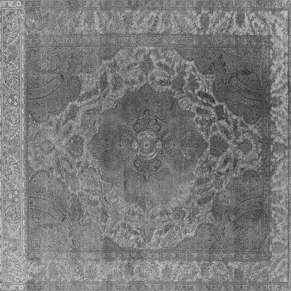 Ahgly Company Indoor Square Oriental Gray Industrial Area Rugs, 3' Square