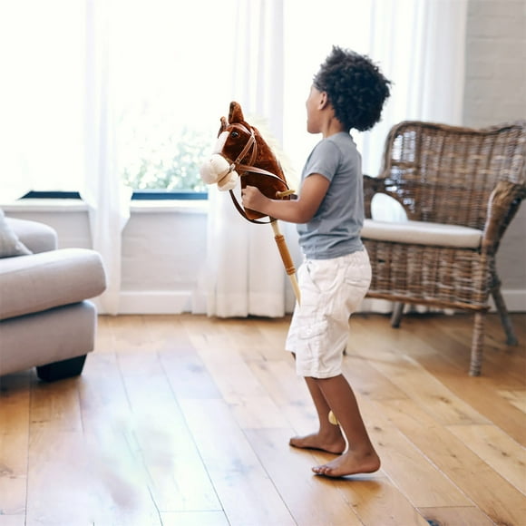 IMENGL Stick Horse Riding Toy Wooden Pole Fun Pretend Play With Realistic Sound Effects For Boys Girls Cymbal Ride,Ride Ride,Carriage Ride,Goes on A Helicopter Ride,Kicky Ride,While on This Ride Lif