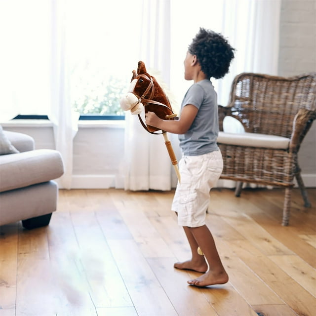 IMENGL Stick Horse Riding Toy Wooden Pole Fun Pretend Play With Realistic Sound Effects For Boys Girls Cymbal Ride,Ride Ride,Carriage Ride,Goes on A Helicopter Ride,Kicky Ride,While on This Ride Lif