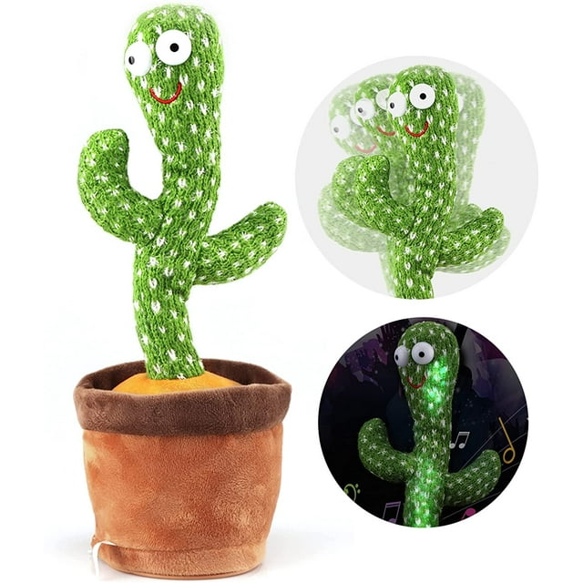 Juguete de cactus bailarín, juguete parlante, retorcerse cantando imitando cactus, repetir lo que dices, Sunny The Cactus Toy, cantar, repetir, bailar, grabar, LED (120 canciones)