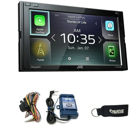 JVC KW-M740BT Compatible with CarPlay, Android Auto 2-DIN AV Receiver (No CD Drive) with Steering Wheel (Best Android Interface Launcher)