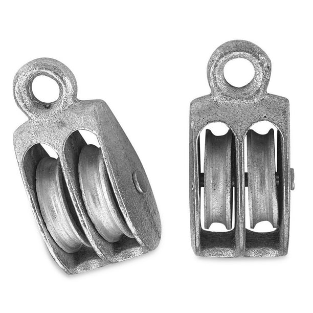 Rope Pulley Hoist Set 2 Piece 11/2” Double Sheave Rope Hoist Pulley