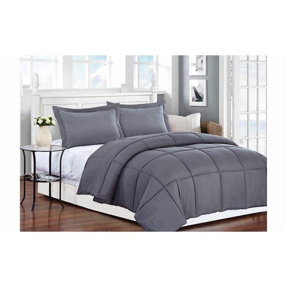 King Size Down Comforter for All Seasons, 6 Lbs Ultra Soft Quilted Duvet Insert, Modern Grey Polyester Comforter Core for Bedroom, Breathable and Warm, 104x88 Inches