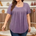 thumbnail image 4 of Plus Size Tops for Women Short Sleeve Square Neck Summer Loose Fit Tunic Top for Leggings  XL, 4 of 5