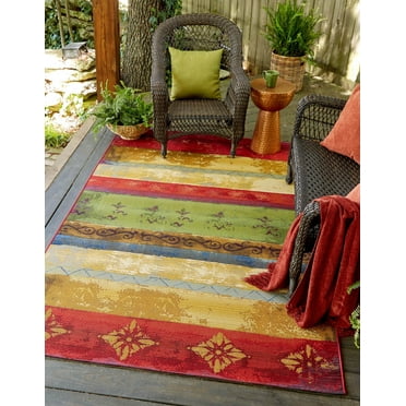 Unique Loom Outdoor Modern Collection Area Rug - Traditional (2' 2" x 3' 1" Rectangle Multi/Gold)