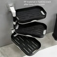 thumbnail image 6 of 3-Tier Wall Mounted Soap Holder with 180° Rotation, No-Drill Bathroom Organizer Shelf, Drawer-Style Draining Rack for Shower Accessories, Black/White, 11.61x6.97 inches, 6 of 9