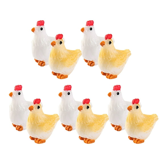 Raindrops Resin Miniature Hen Modeling Adornments for Children Garden Decoration 10Pcs