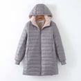 thumbnail image 1 of Chaqueta de algodón a cuadros con capucha de longitud media a larga para mujer, 1 of 6