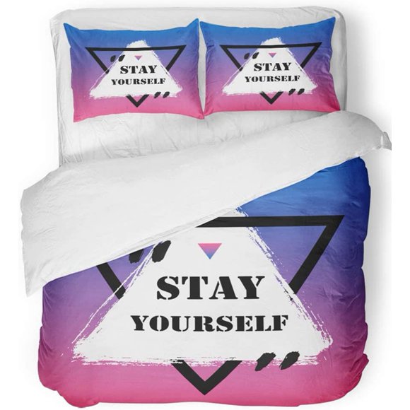 RYLABLUE 3 Piece Bedding Set Saying Box Triangle Shape with Distress and Torn Edges Brush Stroke for Your Twin Size Duvet Cover with 2 Pillowcase for Home Bedding Room Decoration