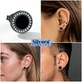 thumbnail image 6 of Silvora Black Round Stud Earrings with Shiny AAA Cubic Zirconia, Cute Sterling Silver Mini Earrings Jewelry for Women Men Dainty Fashion Accessories - Black, 6 of 9