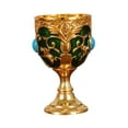 thumbnail image 5 of Fiocias Vintage Medieval Goblet Desktop Decor Party Supplies Engraved Wedding Zinc Alloy Gold Green, 5 of 9