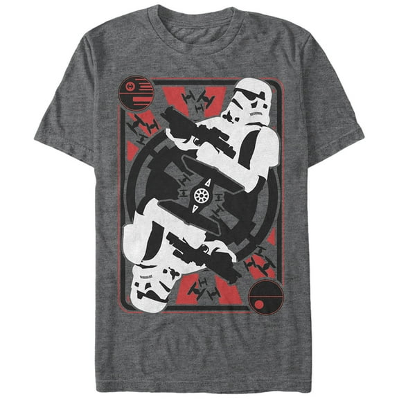 Men's Star Wars Stormtrooper Death Star Card Graphic Tee Charcoal Heather 4X Large