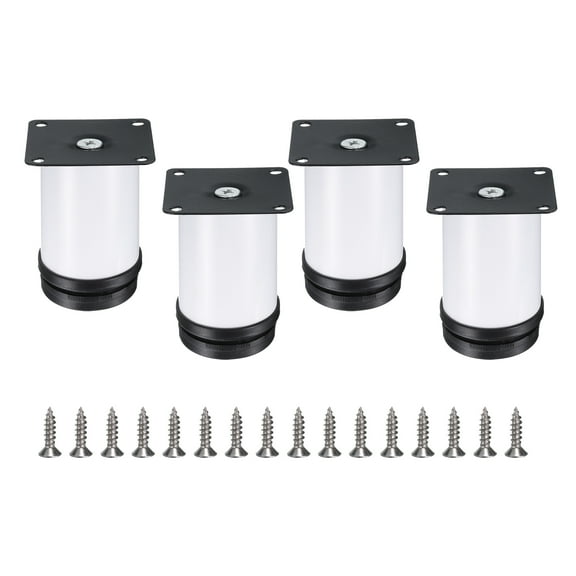 3 Inch Furniture Legs, Adjustable Round Cabinet Legs, Replacement Corner Feet Extenders for Sofa, Pack of 4, White