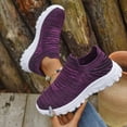 thumbnail image 5 of Walking Shoes Women Casual Lightweight Slip on Loafers Comfy Soft Sole Stretch Knit Mesh Solid Color Sneakers Dark Purple Size 6.5, 5 of 8