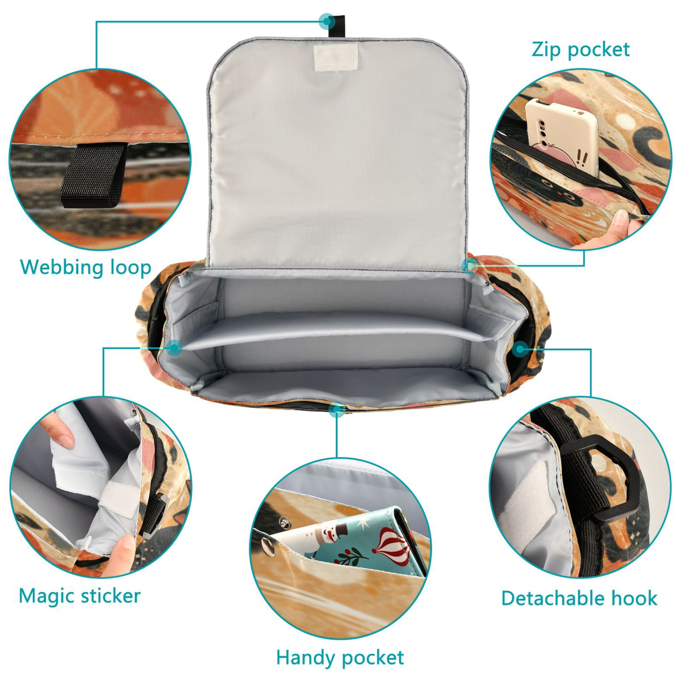 DIXRUYEE Stroller Organizer Autumn Cat Printed