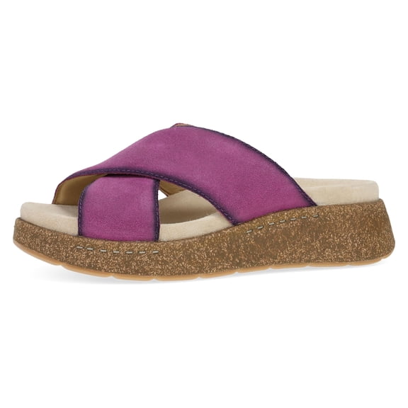 Dansko Bridget Platform Slide Sandal for Women - Memory Foam and Suede Wrapped Footbed for an Extra Plush Comfort and Support Plum 8.5-9 M US