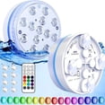 thumbnail image 1 of Luces LED sumergibles IP68, luces subacuáticas para piscina con control remoto RF, 13 cuentas de luz, 16 colores RGB, con imanes/ventosas, luz de ducha a batería para piscina., 1 of 5