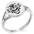 thumbnail image 2 of Tioneer Stainless Steel Day of The Dead Owl Minimalist Oval Top Polished  CZ Signet Ring, 2 of 4