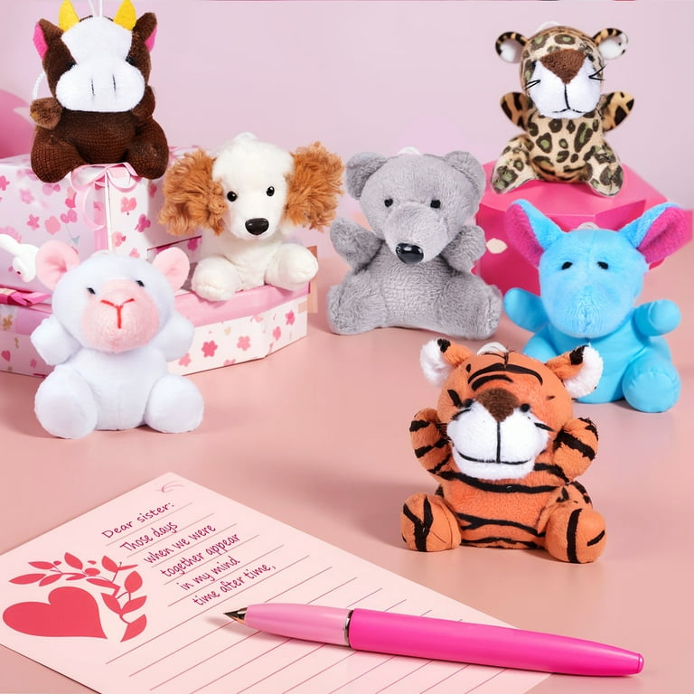 Fun Little Toys 56PCs Valentines Set Mini Plush Animals Cards