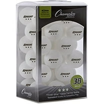 Champion Sports 3 Star Table Tennis Ball Pack, Tournament Grade Equipment, 38 Balls, White Ping Pong Balls, 40mm Seamless Design, CTTA and ITTA Approved