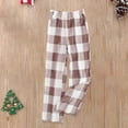 thumbnail image 2 of GILIGEGE Fluffy Flannel Pajama Pants Women Fuzzy Buffalo Plaid Pj Pants Comfy Loose Soft Plaid Pant Elastic Waist Sleep Pant Wide Leg Lounge Sleepwear with Pockets Khaki XL, 2 of 3