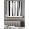 thumbnail image 5 of Black Gray Striped Curtains 45 Inch Length, Sheer Curtains for Bedroom Living Room Window Farmhouse Stripe Art Rod Pocket Voile Drapes Kitchen Curtains Small Half Window 42"x45" 2 Panels, 5 of 6