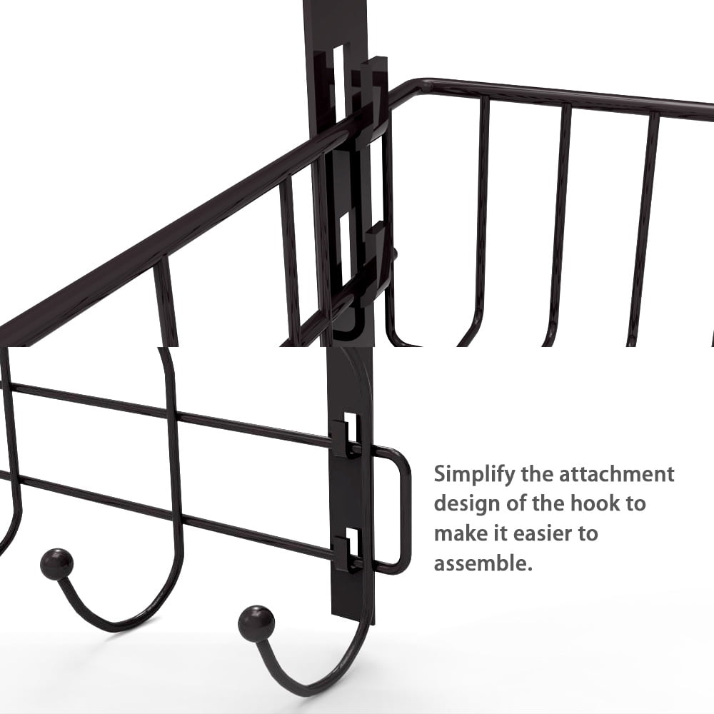 Over The Door Hook Rack with Wire Storage Basket, Metal Over Door Organizer for Entryway Bathroom