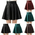 thumbnail image 5 of Odeerbi Kids Girls Leather Pleated Skirt Kids Casual Spring Summer Solid Color High Waist Skirt Black, 5 of 5