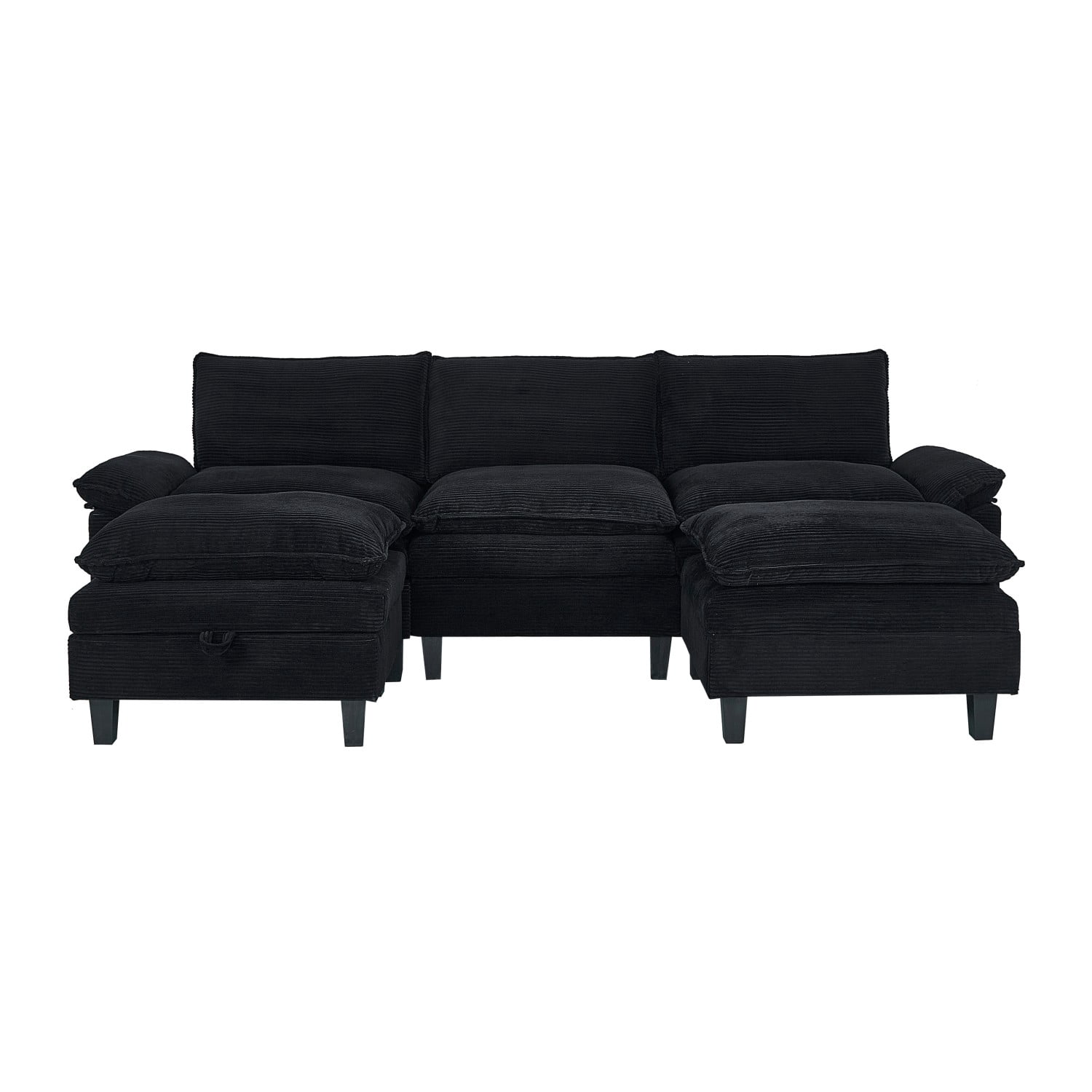 Gewnee Modular Sectional Sofa with Movable Storage Ottomans, U Shaped Cloud Couch for Living Room, 3-Seat
