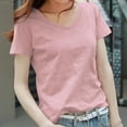 thumbnail image 4 of Stylish Olyvenn Women's Summer Slub Cotton T-Shirt Breathable Scoop Neck Tee Fashion Solid Loose Fit Casual Basic Top Pink XL, 4 of 4