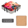 thumbnail image 2 of BaHomeck Drink Coasters Set Of 4 With Holder Beautiful Hummingbird Hovers Among Colorful Flowers Water Absorbent Ceramic Coasters Tabletop Protection,Suitable For Various Cup,Home Decor, 2 of 4