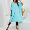 thumbnail image 2 of Elainilye Fashion Robes for Women and Men Unisex Bathrobe Casual Solid Color Long Sleeve Robes Pajamas Nightgown,Blue, 2 of 7