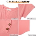 thumbnail image 6 of MOSHU Henley T-Shirts for Women Short Sleeve V Neck Tops Summer Trendy Tee Shirts Fashion Clothes, 6 of 10
