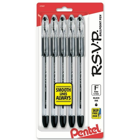 RSVP Ballpoint Pen, (0.7mm) Fine Line, Black Ink (Best Pens For Line Art)