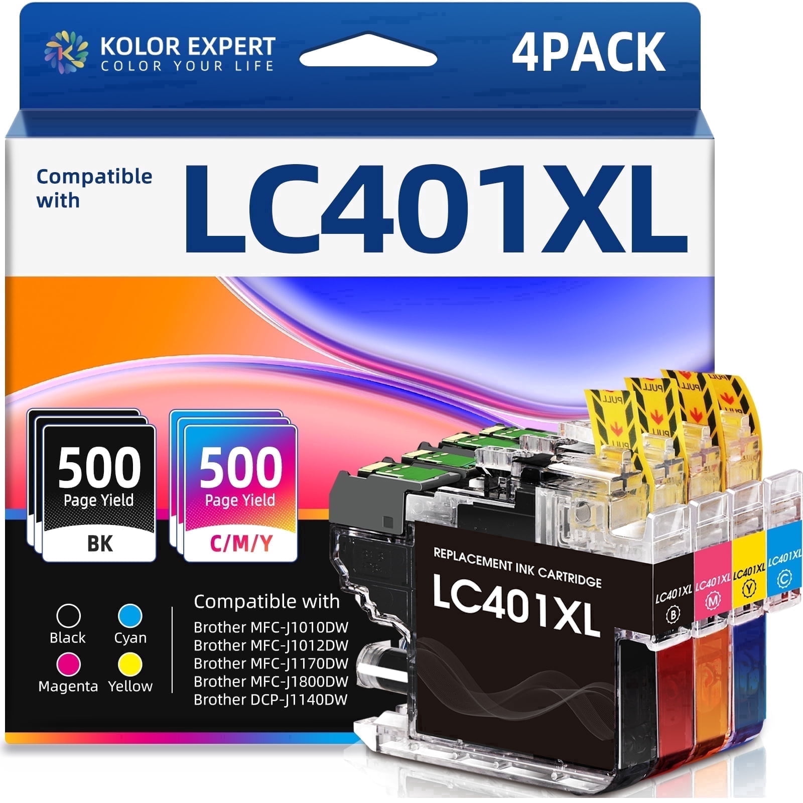 Kolor Expert LC401 XL 4pk for Brother MFC-J1010DW + more - Walmart.com