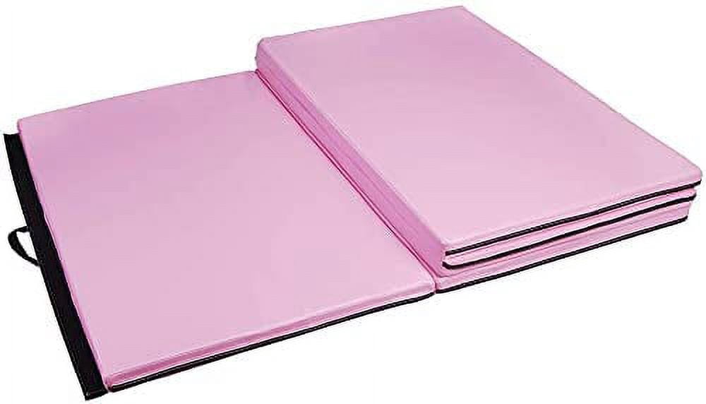 Polar Aurora 4'x10'x2'' Thick Folding Gymnastics Exercise Mat Aerobics Stretching Yoga Mats For Tumbling With Carrying HandlesFor Home Use/Gym/Yoga/Training (Pink)